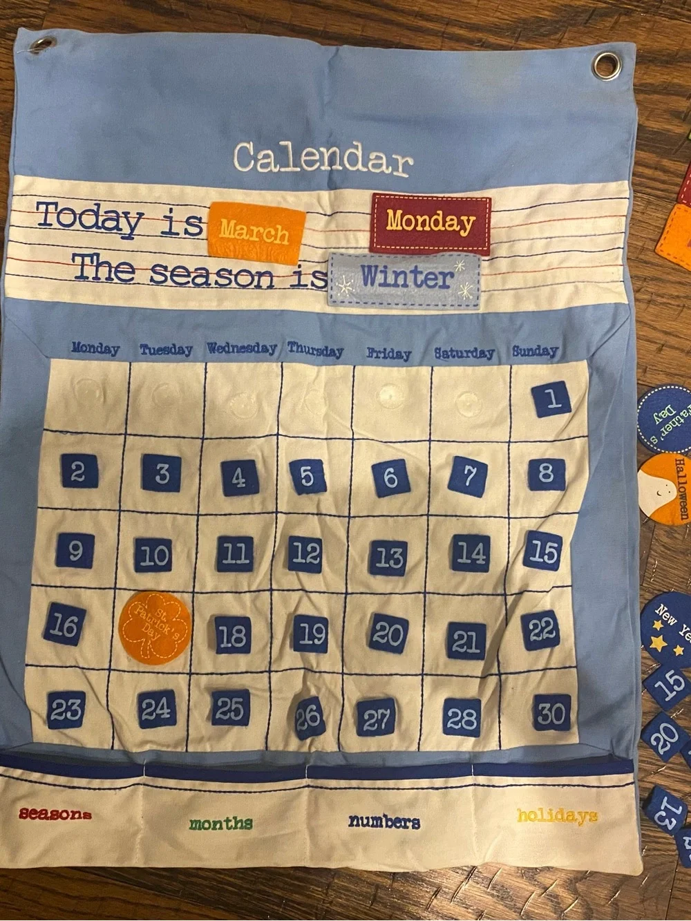 Pottery Barn Kids Blue Felt Learning Calendar